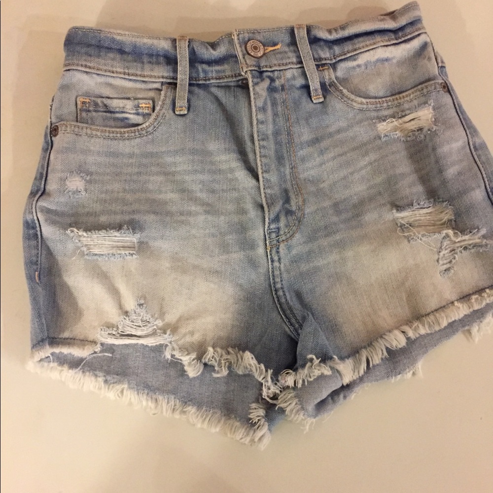 ABERCROMBIE AND FITCH HIGH WAISTED DENIM SHORTS